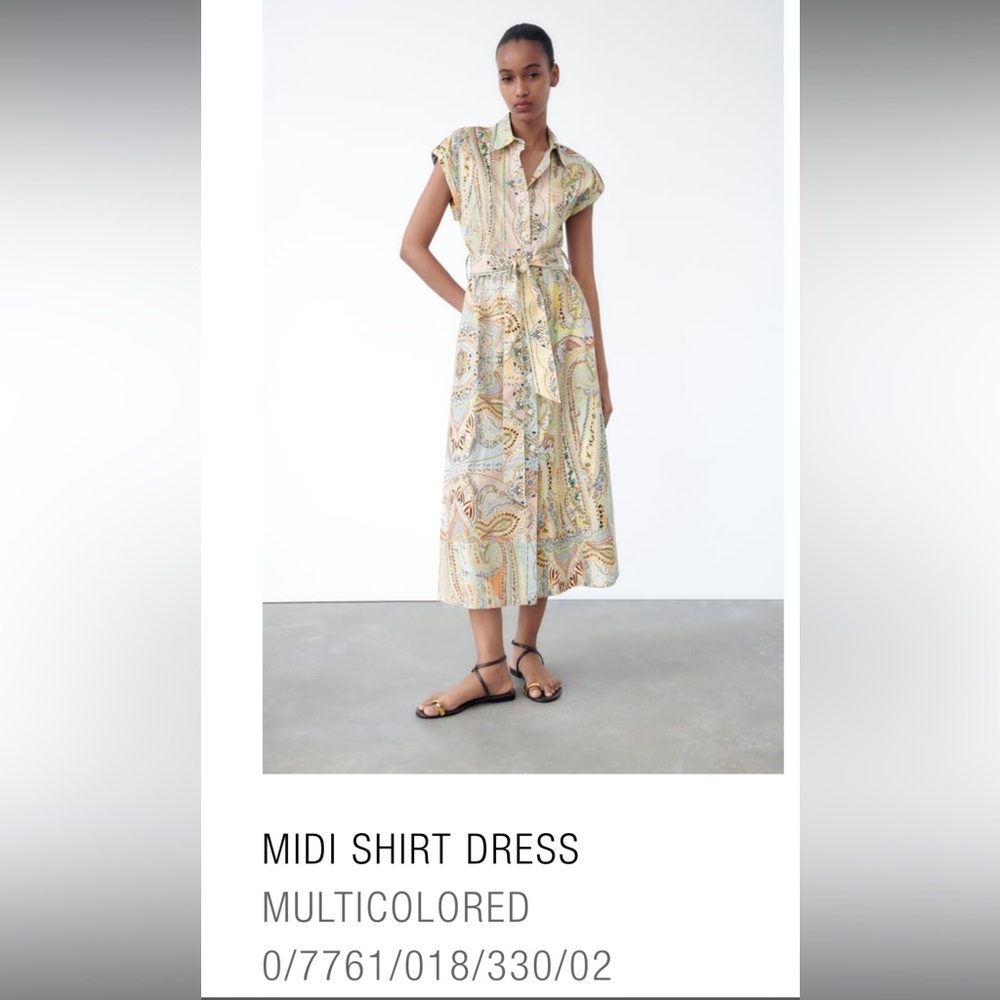 Multicolored Midi Shirt Dress